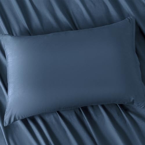 Image of 2 Pack Microfiber Standard Size Zipper Pillowcases,Slate Blue Pillow Case Set of 2,Soft Comfortable Not Shrink Pillow Cases Standard,Breathable Luxury Pillow Covers(20x26 Inches)