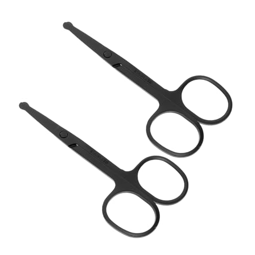 Beatifufu Stainless Steel Scissors Set 2pcs Eyebrow Scissors Nose Hair Scissor Round Head Grooming Beauty Tool
