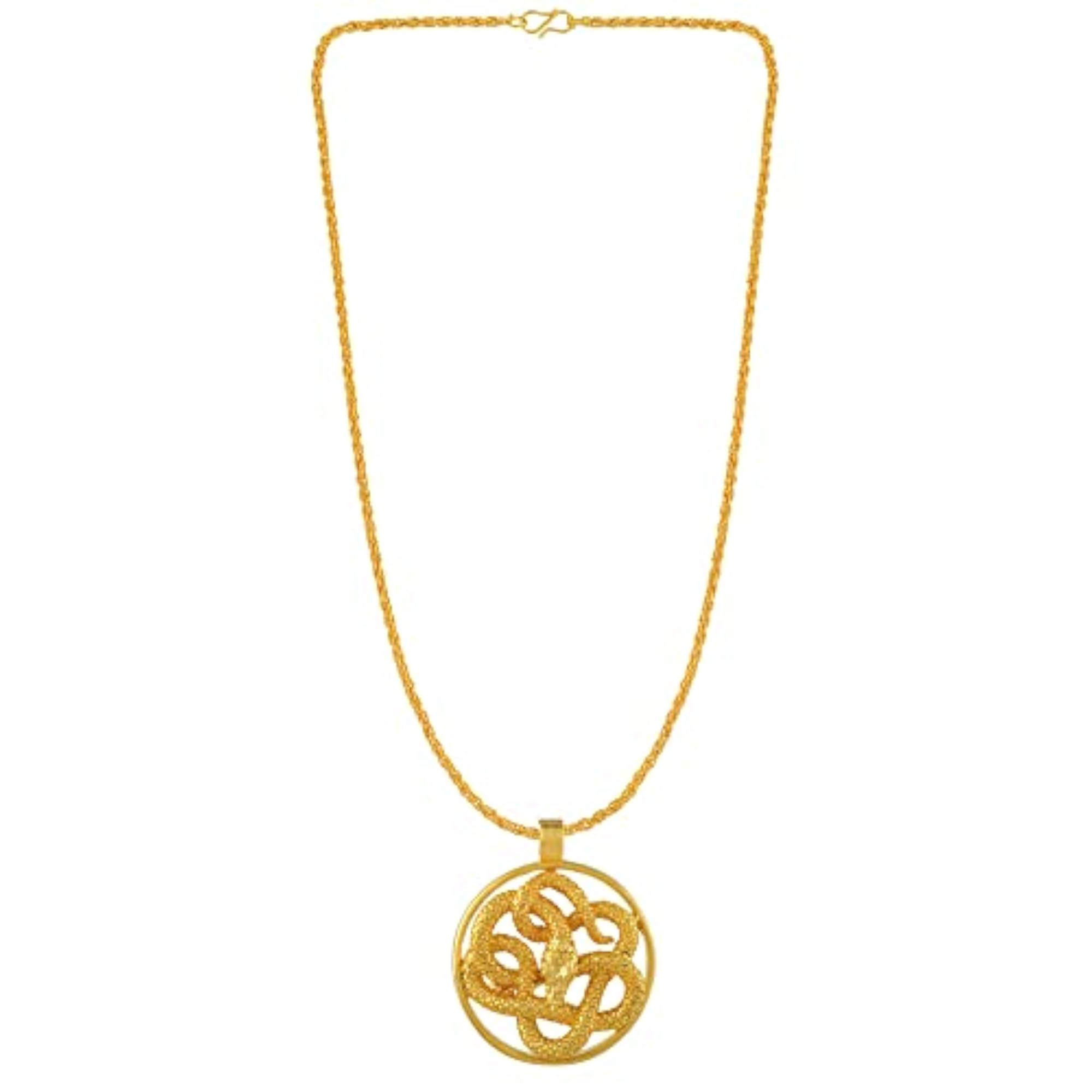 Brass Micron Goldplated Serpent Nagdev Snake Pendant, Unisex