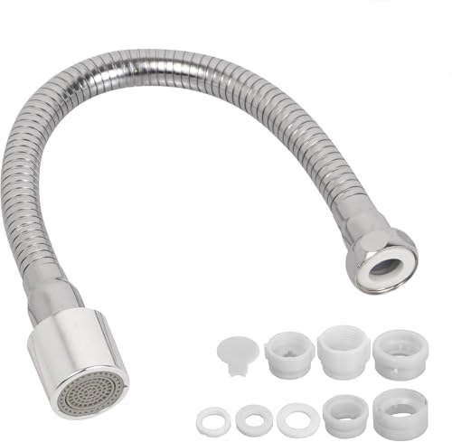 ZephyrCraft Wasserhahn Verlängerung 30cm – 360° Schwenkbarer Wasserhahn Aufsatz mit 2 Strahlmodi, Flexibler Edelstahl-Schlauch, 6 Adapter für Küche & Bad