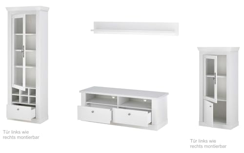 Furn.Design Wohnwand in weiß Pinie Landhaus, Wohnkombination 4-teilig mit Soft-Close-Funktion und viel Stauraum, Fiastra – Bild 8