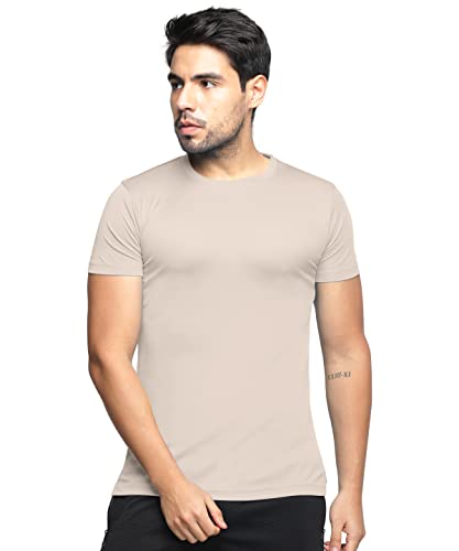 Image of BULLMER Solid Cotton Blended Half Sleeve Round Neck Tshirt for Men