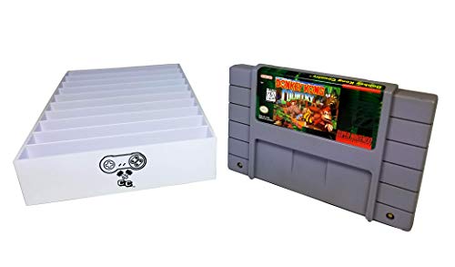 Image of Collector Craft, White, SNES Compatible Cartridge Holder, Holds 10 Games, Clutter Reducing, Retro Video Game Collection, Works with Super Nintendo Entertainment System NTSC and PAL Cartridges