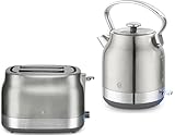 Swan Retro Revive Stainless Steel Traditional 1.7L 3KW Kettle & 2 Slice Toaster. Stovetop Inspired Design Kettle & Toaster Matching Retro Design Kitchen Electrical Set in Silver