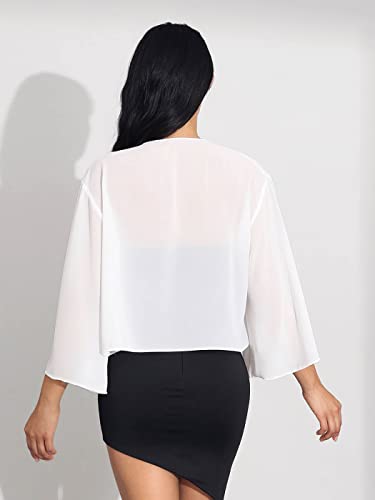 HEREAD Women Chiffon Shrug Bolero Cardigan Sheer Long Sleeve Wedding Evening Dresses Shawls and Wraps Bridal Cape Cover Up4