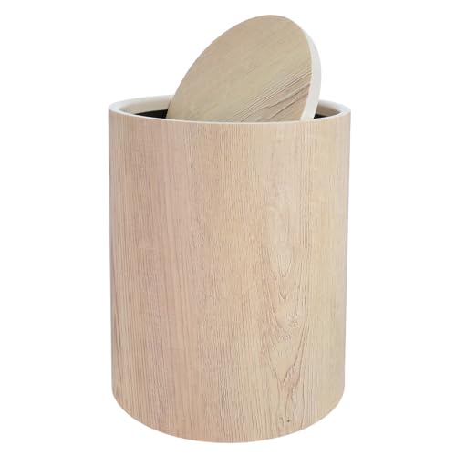 Corbeille ronde compacte cuisine et hôtel beige Healvian style rétro bois