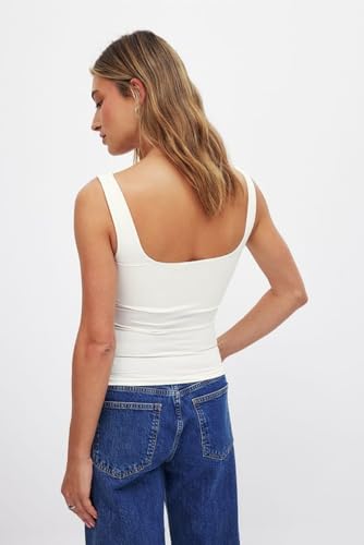 Image of SIGHTBOMB Microfiber Ultra Soft Feather Touch Seamless Front SOFTLINE Square Neck Double Layered Support Spaghetti Tank TOP for Women