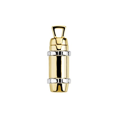 Black Bow Jewelry 14k Yellow and White Gold, Two Tone Cylinder Ash Holder Pendant