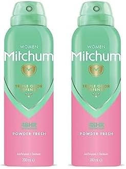 Mitchum Women Triple Odor Defense 48HR Protection Deodorant Spray & Antiperspirant (200ml), Powder Fresh (Pack of 2)