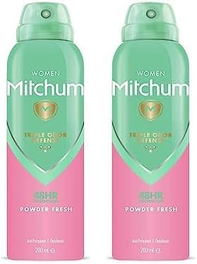 Women Triple Odor Defense 48HR Protection Deodorant Spray & Antiperspirant (200ml), Powder Fresh (Pack of 2)
