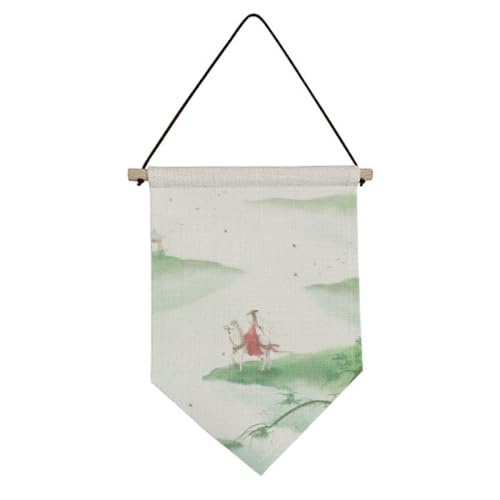 Drapeau chinois aquarelle Riding A Horse Go pour créer une ambiance zen dans votre salon