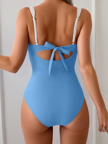 Image of B2prity Women's One Piece Swimsuits Tummy Control Bathing Suits Push Up Swim Suit Color Block Swimwear