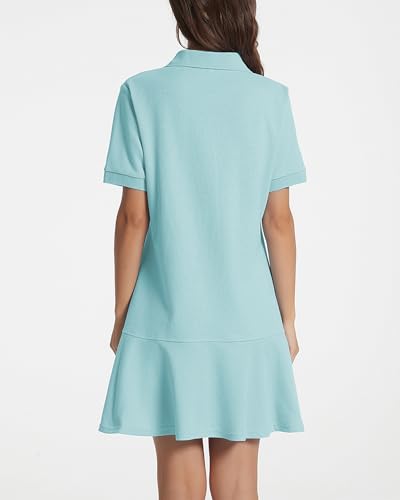 Image of YEXPINE Polo Dress for Women Short Sleeve Ruffle Hem Golf Tennis Summer Mini Dresses