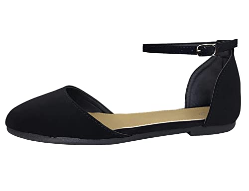 TruFox Womens Flat Ankle Strap D'Orsay Ballet Flat