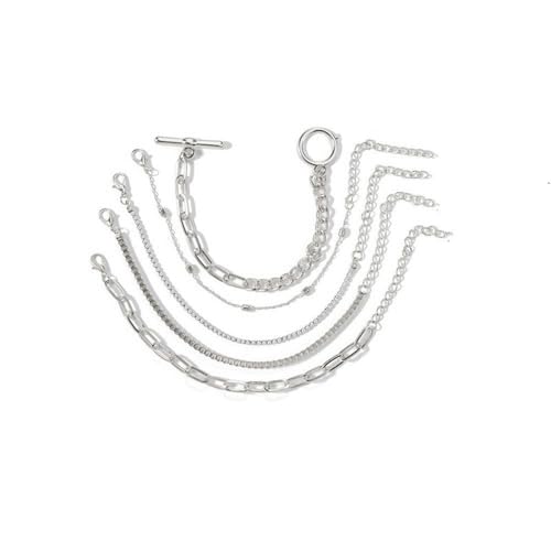 CYWQ Gold Bracelets for Women Chunky Gold Layered Link Bangle for Women Dainty Boho Stackable Bracelet Set