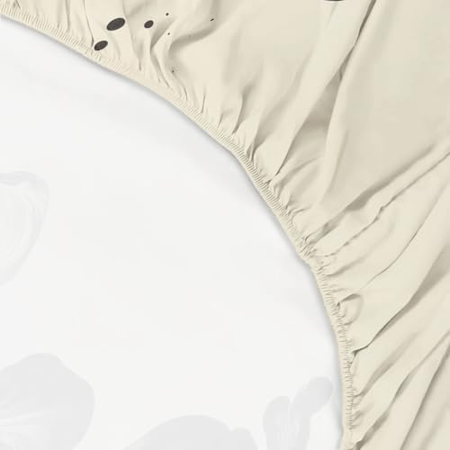 Drap housse vortex abstrait crème pour lit double moderne