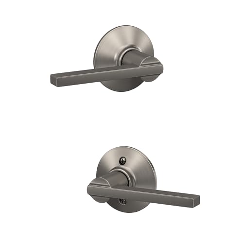 Image of SCHLAGE Latitude Hall /Closet Passage Door Handle, Reversible, Satin Nickel | Hall or closet lever door handle with no lock, Easy to install, Certified durability, Universal fit