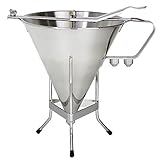 Beeketal 'BLT-17' Gastro Likörtrichter aus Edelstahl mit 2 Liter Volumen, austauschbare Auslassöffnungen: 3, 5 und 6 mm- Profi Fondanttrichter inkl. Ständer aus verchromten Metall