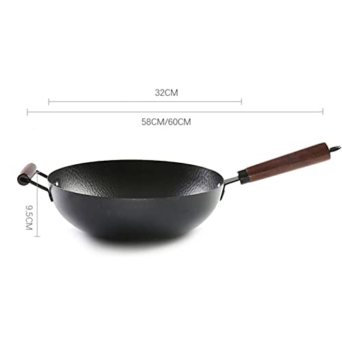 Wok chino de hierro martillado con tapa de madera 34 cm miniatura 7
