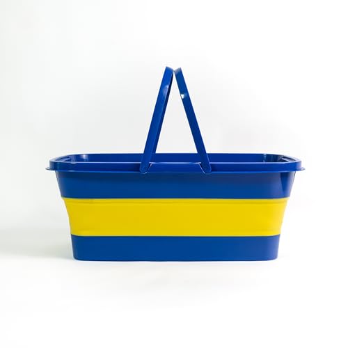 Meridiana - Secchio Pieghevole rettangolare 15 Litri in Silicone - Secchiello Richiudibile 15l per Pulizie Bucato Campeggio Pesca - Secchio Portatile Acqua - Blu GIALLO (compatibile con SPACE MOP)