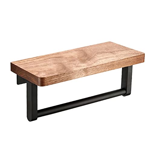 Estante de baño Almacenamiento de Ducha Adhesivo Estante de baño de Madera Montado en la Pared Sin taladrar Antióxido para Inodoro,C30cm