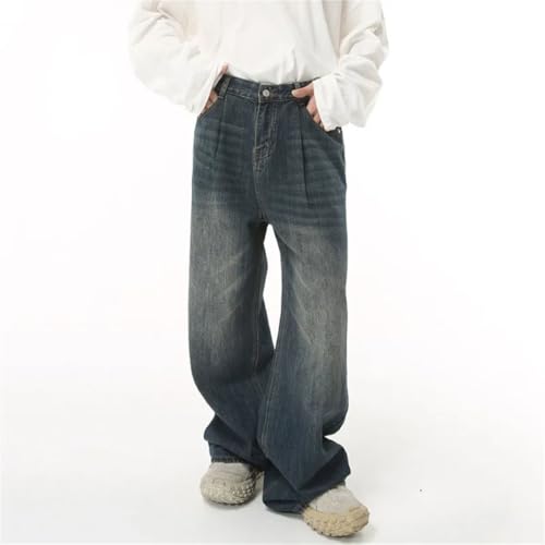 Men's Baggy Jeans Loose Wide Leg Denim Trousers Vintage Mid High Waisted Pants4