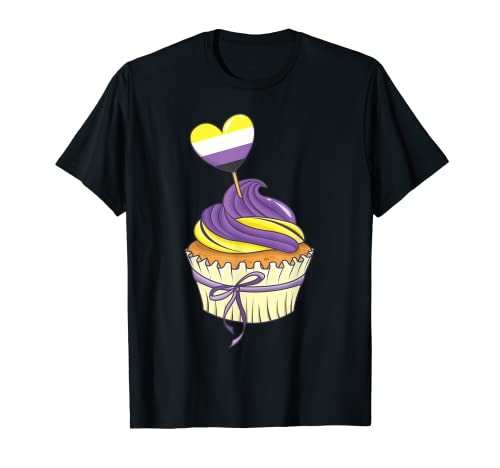 Nonbinary Pride Cupcake Herz LGBT Nonbinary T-Shirt