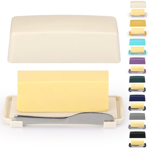 Mantequera Con Tapa Para Encimera, Kyraton Mantequillera Con Rascador De Acero Inoxidable, Plásticos Butter Dish, Regalo De Cocina Para Esposa, Madre.