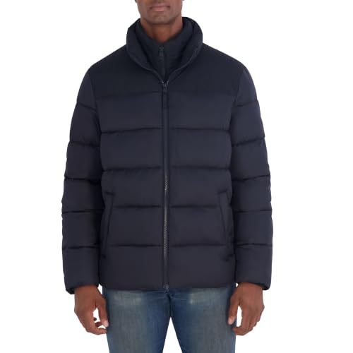 Image of Nautica Men's Ripstop Puffer Jacket - Water Resistant Bib Front Insulated Winter Coat