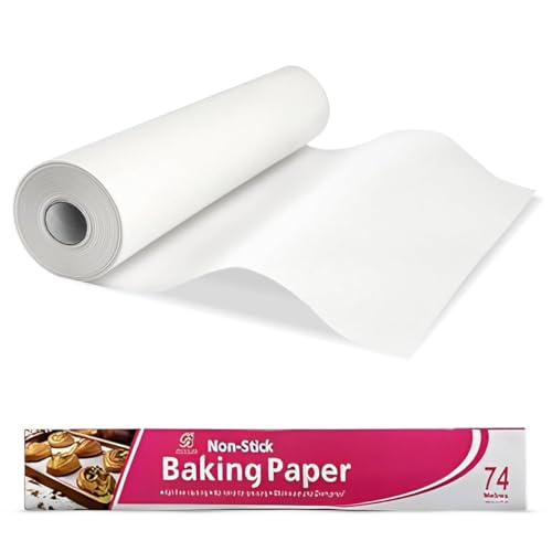 EVOKK White Baking Paper 38CM x 74M Greaseproof Parchment Paper Roll Non-Stick, Oven Safe, Food-Grade Baking Sheets for Cooking, Air Fryer, Pastries & Butcher Paper Use