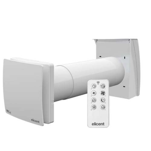 ELICENT | Rec Duo 100 Plus RC Silent, ø100 mm, Unidad de Ventilacion Mecanica VMC Descentralizada Ultra Silenciosa con Temporizador, Humidistato Ajustable y Mando a Distancia, Fabricado en Italia