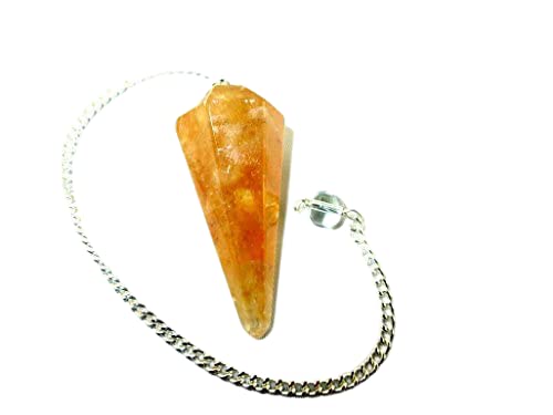 Jet Citrine Cone Shaped Pendulum Faceted Top Quality, Jet International Crystal Therapy Booklet Gemstone
