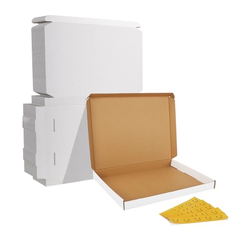 Image of HORLIMER 12x9x1 inches Shipping Boxes Set of 25, White Corrugated Cardboard Box Literature Mailer