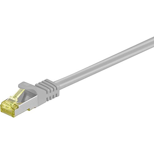 Goobay 91612 RJ45 Câble de Liaison, S/FTP (PiMF), avec CAT 7 Câble en Vrac, Gris, 3m Longueur