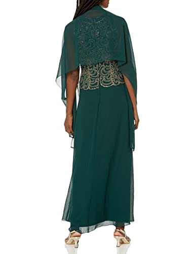 Image of J Kara Womens Petite Sleeveless Scallop Long Beaded Dress W /Scarf