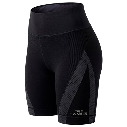 HANKER Mallas Cortas de Mujer Compresivas de Cintura Alta y Tejido Termorregulador para Yoga, Fitness y Pilates