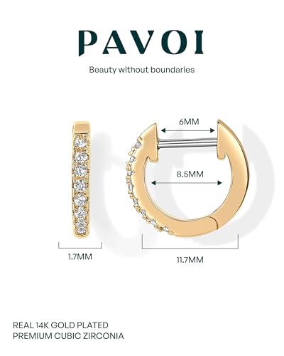 Image of PAVOI Small Gold Hoop Earrings for Women - 14K Gold Plated Huggie Earring | Hypoallergenic Earring Set - Dainty Huggie Hoops with 925 Sterling Silver Posts - Cartilage Hoop Earrings