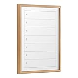 Kate and Laurel Blake Weekly Calendar or Menu Framed Printed Glass Dry Erase Board by The Creative Bunch Studio, 18x24 Natural, Wall Organization