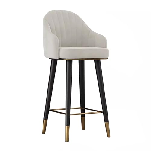 Tabouret de bar en velours avec dossier haut design premium pour salle à manger