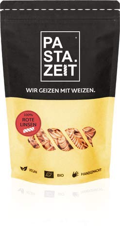 PASTAZEIT Bio Rote Linsen Nudeln - Fusilli Low Carb Nudeln aus Bio Linsenmehl - High Protein Nudeln handgemacht - kalorienarme Protein Pasta - vegan, weizenfrei (5 x 250g) Cover