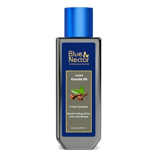 Image of Blue Nectar Clove Oil Pulling for Mouth | Ayurvedic Mouth Wash for Oral Care | Natural Coconut Oil for Oral Care & Fresh Breath | Alcohol Free Mouthwash (9 Herbs, 100ml)