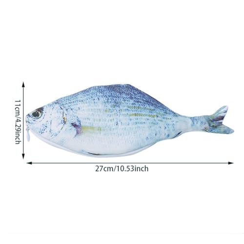 Image of 2pcs Fish Pencil Case Novelty Fish Pen Bag Fish Coin Purse Funny Pencil Case with Padded Thick Foam Lining Fish Gifts for University Classroom Supply(Vivid Style,Blue & Red)