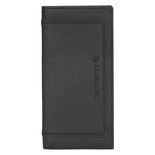 Carhartt Mens Rugged Leather Triple Stitch Wallets Available in Multiple Styles Black (Rodeo)