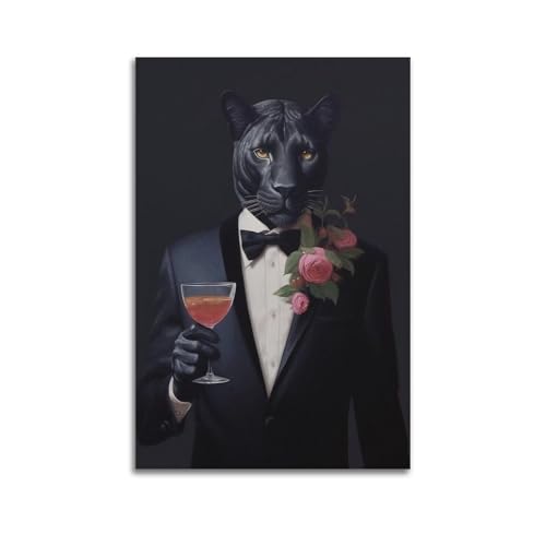 POPOORWQ Póster artístico de metal de Pantera Negra, pintura decorativa, lienzo, póster de pared e imagen artística moderna para decoración de dormitorio familiar, 20 x 30 cm