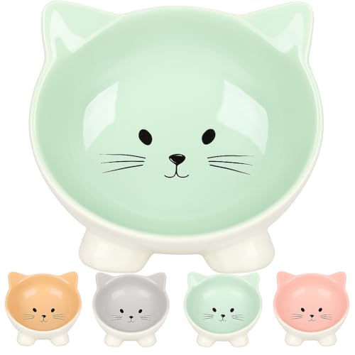 Flamingo Gamelle pour Chats Puzi Vert - Gamelle Antidérapante Multi-usages pour Animaux de Compagnie - 125ML - cermamique - La gamelle va au Lave-Vaisselle