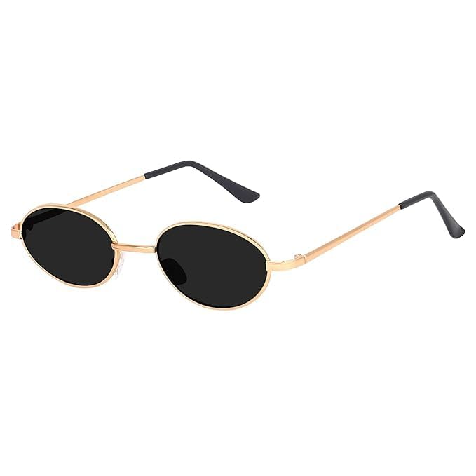 Ponderable UV Protection Coating Round Sunglasses for Men and Women Classic Metal Sun Glasses (Gold-Black)-image-28