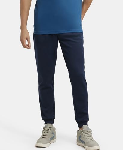Image of Jockey AM05 Men Super Combed Cotton Rich Pique Slim Fit Jogger with Zipper Pockets