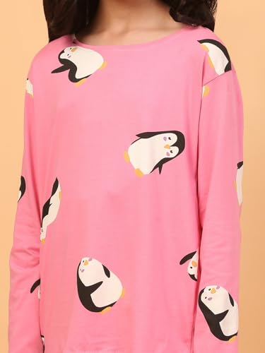 Image of Ninos Dreams Cotton Girls Full Sleeves Coord Set ! Night Suit for Girls ! Tshirt with Jogger Set