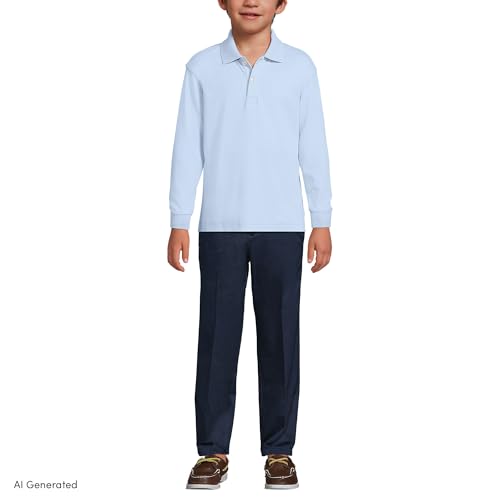 Image of Lands' End School Uniform Girls Long Sleeve Feminine Fit Interlock Polo Shirt