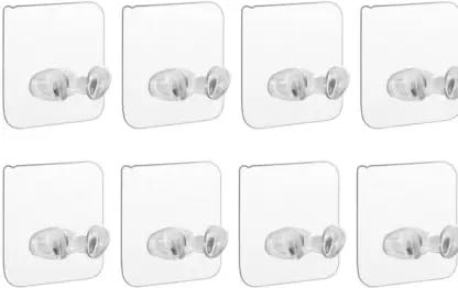 Hoppokart Self Adhesive Wall Hooks for Power Plug Socket Holder, Toothbrush, Wall Mounted, Multi-Function Wall Storage Hook Pack of 8 Pcs